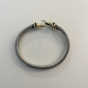 David Yurman 18k and sterling cable bracelet with sapphires